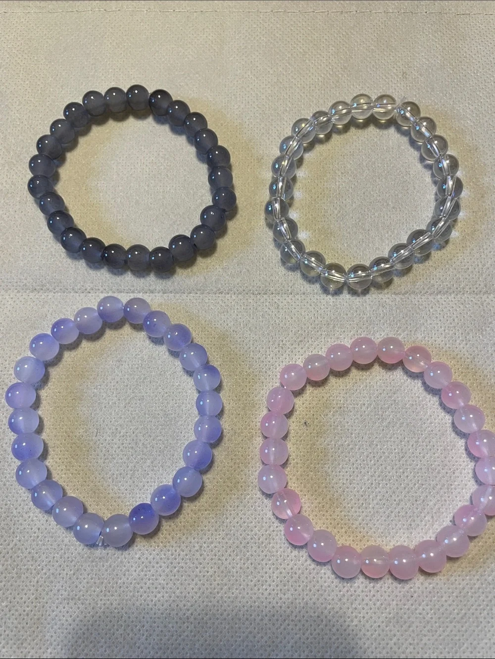 Set of 4 - Multicolor Handmade Glass Beaded Stretch Bracelet